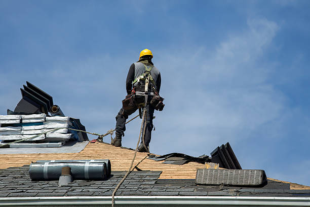 Professional Gutter Installation technician working in New Trenton, IN